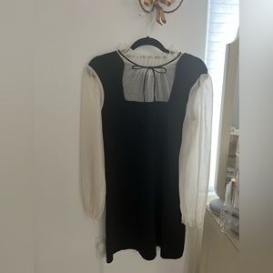 Zara Black And White Combination Knit Dress